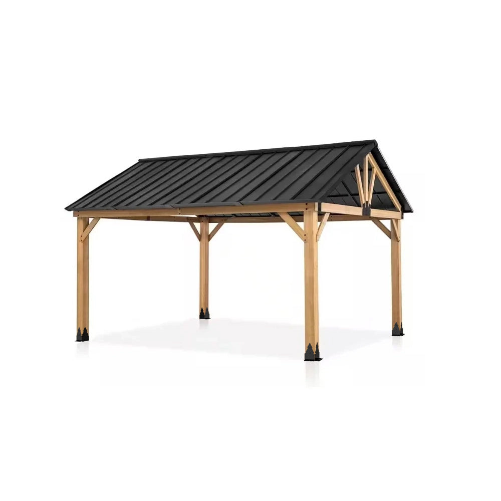 4200 x 3600 Cedar Wood Gazebo Hard Top  Steelmates