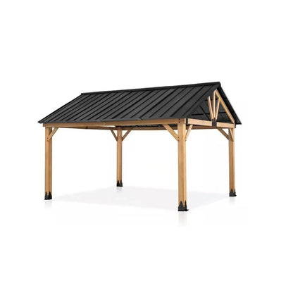 4200 x 3600 Cedar Wood Gazebo Hard Top  Steelmates
