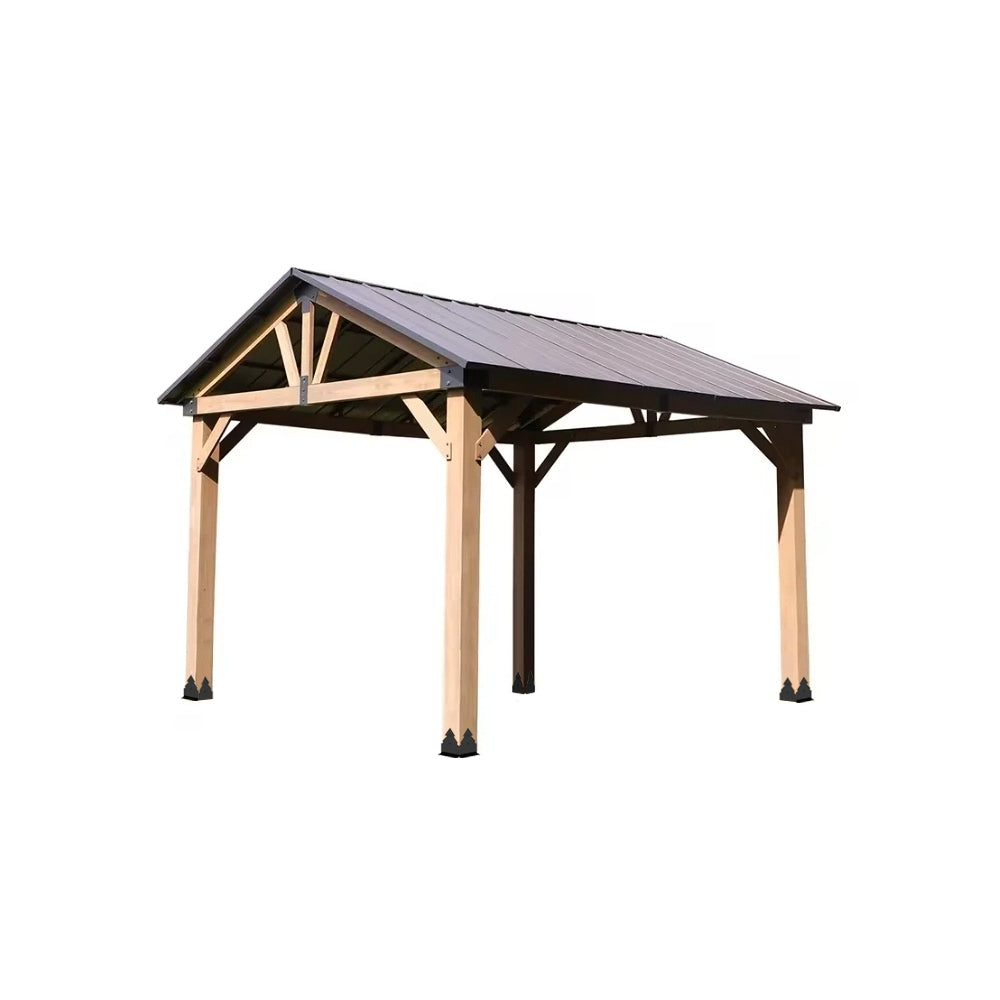4200 x 3600 Cedar Wood Gazebo Hard Top  Steelmates