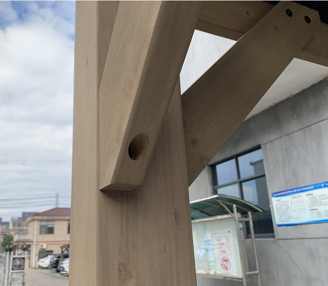 4200 L x 3600 W x 2900 H Patio Cedar Wood Gazebo Pitched Roof Hard Top Black