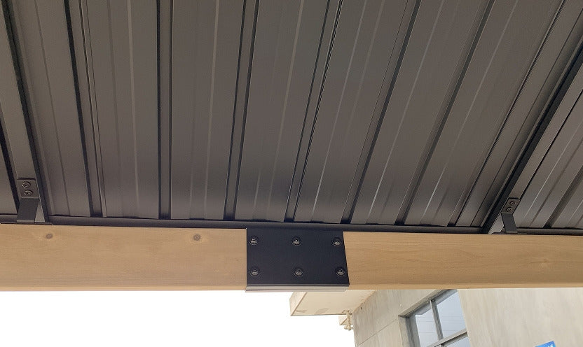 4200 L x 3600 W x 2900 H Patio Cedar Wood Gazebo Pitched Roof Hard Top Black