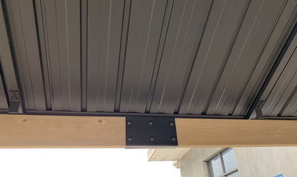 4200 L x 3600 W x 2900 H Patio Cedar Wood Gazebo Pitched Roof Hard Top Black