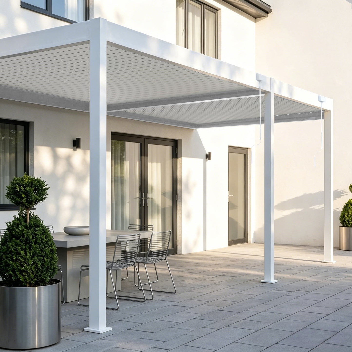 Wall-Mounted Manual Double-Layer Louver Pergola 3×8×2.5m  Steelmates