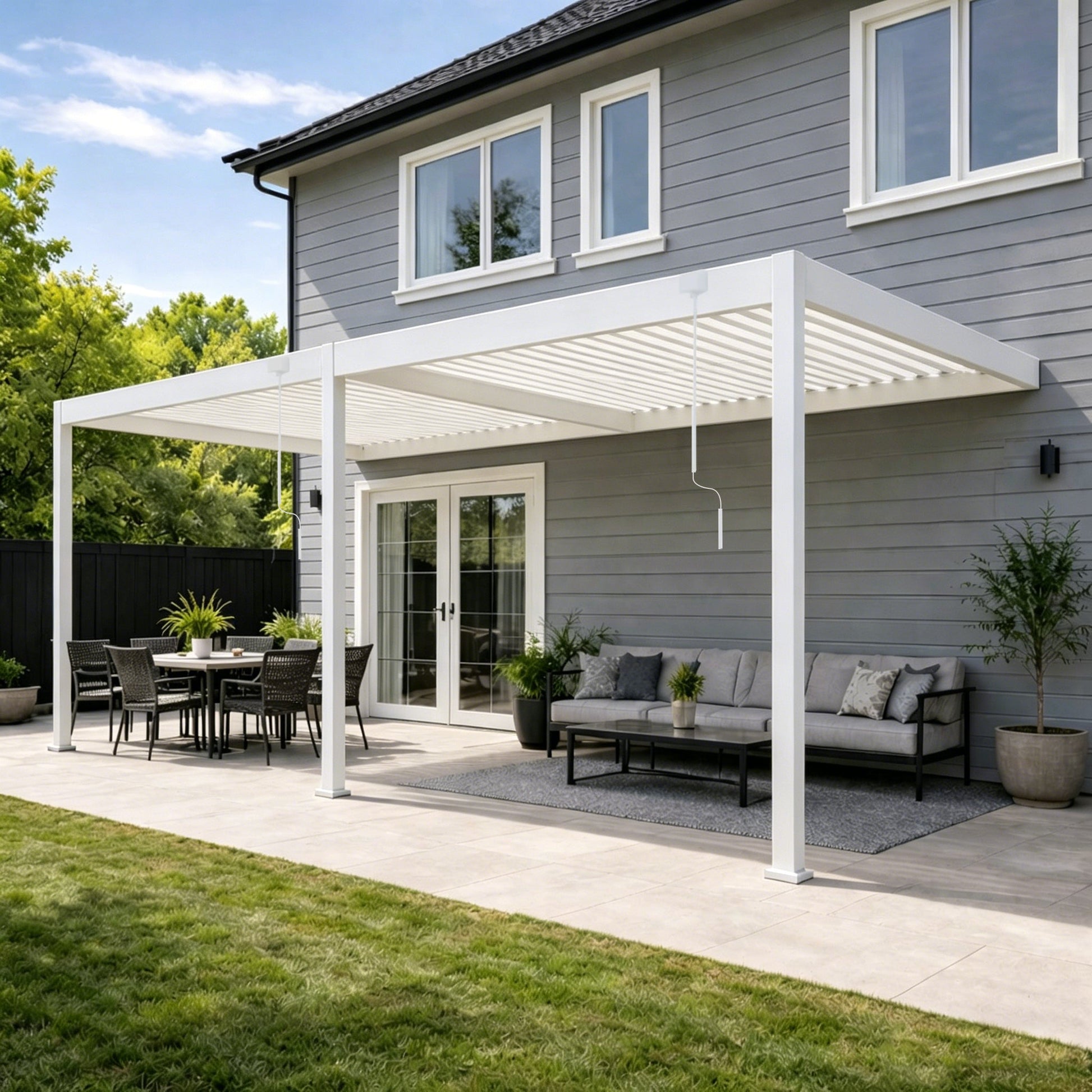 Wall-Mounted Manual Double-Layer Louver Pergola 3×8×2.5m  Steelmates
