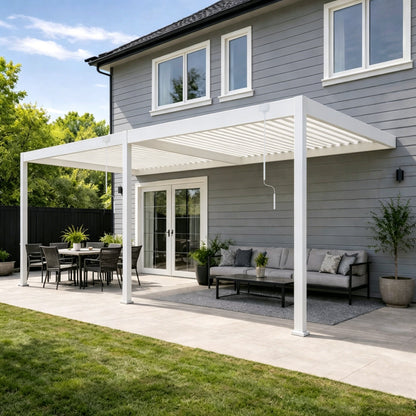 Wall-Mounted Manual Double-Layer Louver Pergola 3×8×2.5m  Steelmates