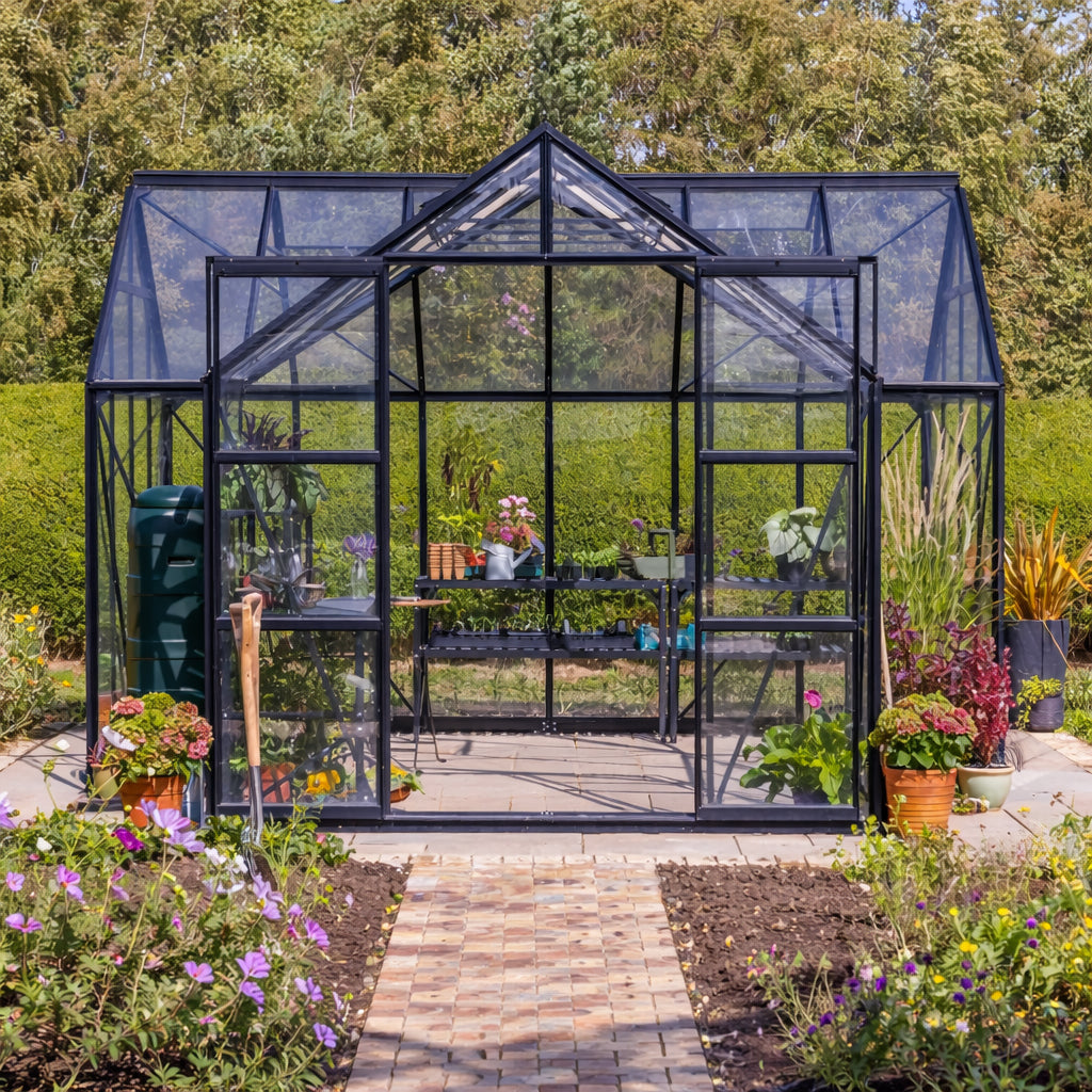 T-Shaped Glasshouse/Garden Pavilion 4mm toughened glass 3830 x 3830 x 2540 mm Glasshouses Steelmates