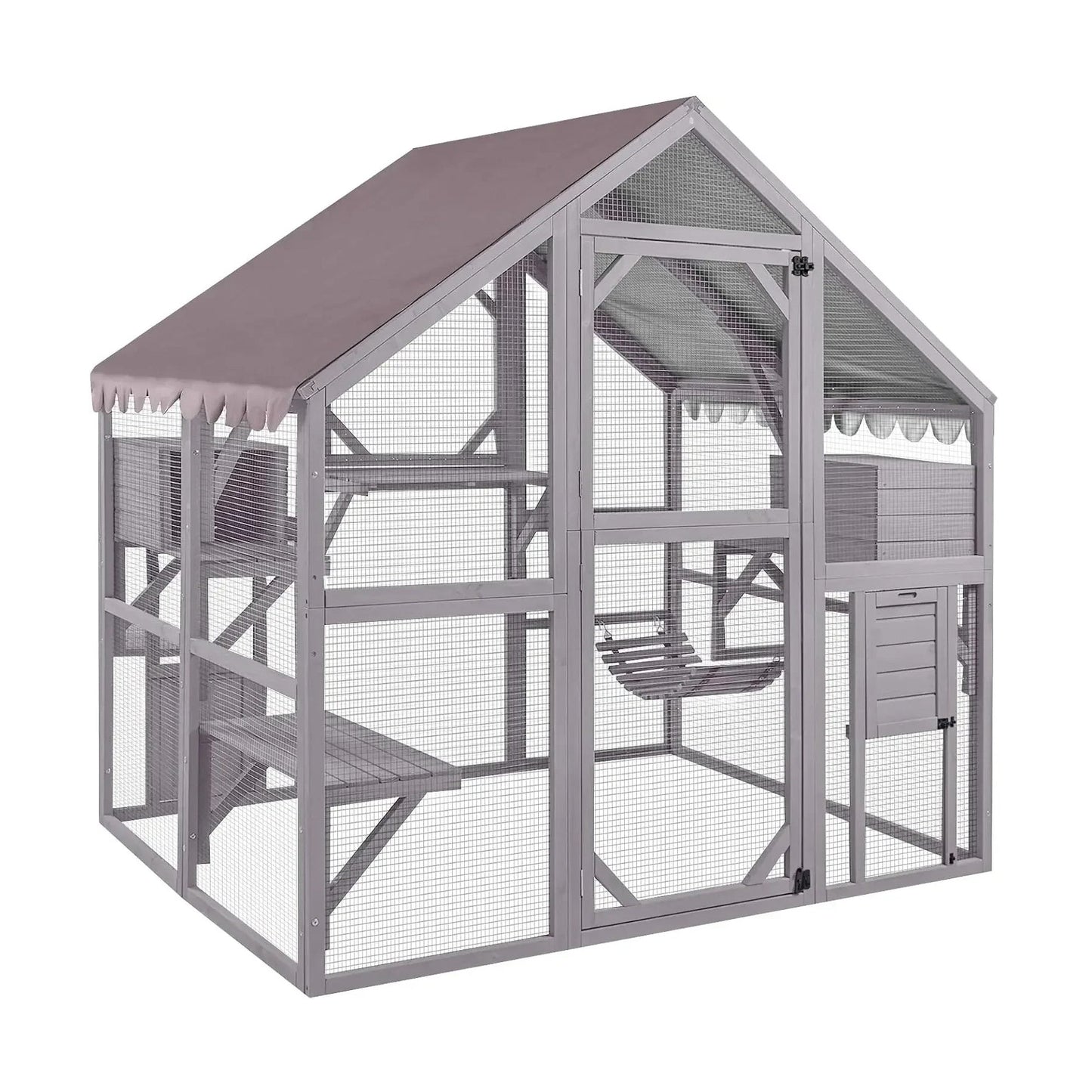 Walk-in Wooden Catio with Bridge 2800 L x 1870W x 1870 H  Steelmates