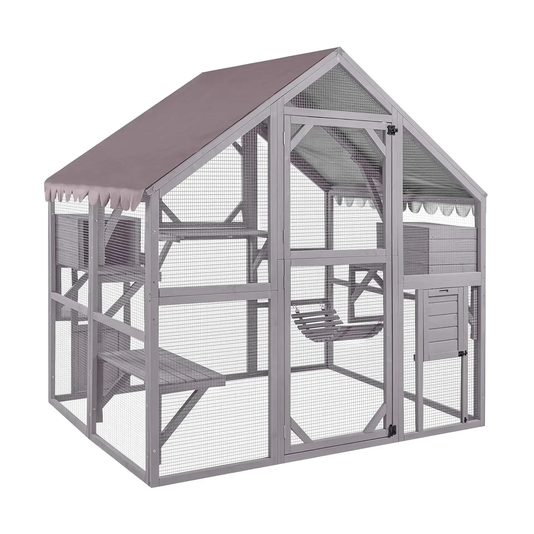 Walk-in Wooden Catio with Bridge 2800 L x 1870W x 1870 H  Steelmates