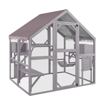 Walk-in Wooden Catio with Bridge 2800 L x 1870W x 1870 H  Steelmates