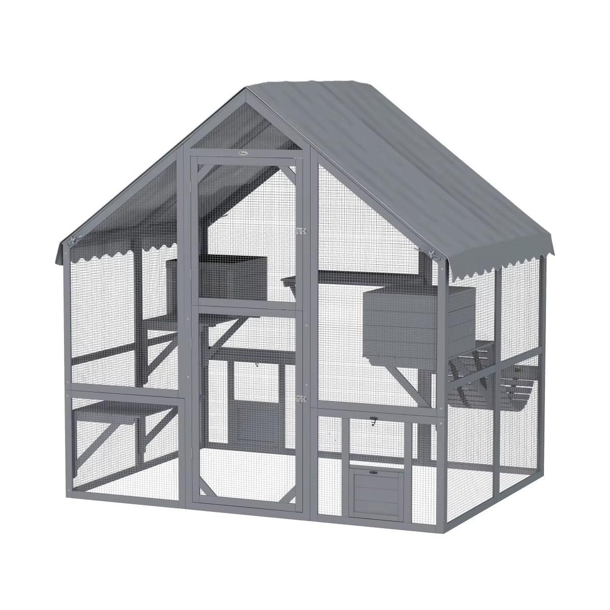 Walk-in Wooden Catio with Bridge 2800 L x 1870W x 1870 H  Steelmates