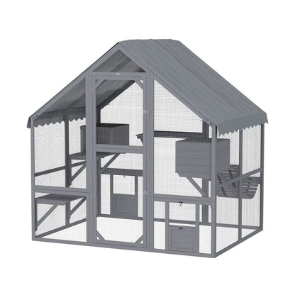 Walk-in Wooden Catio with Bridge 2800 L x 1870W x 1870 H  Steelmates