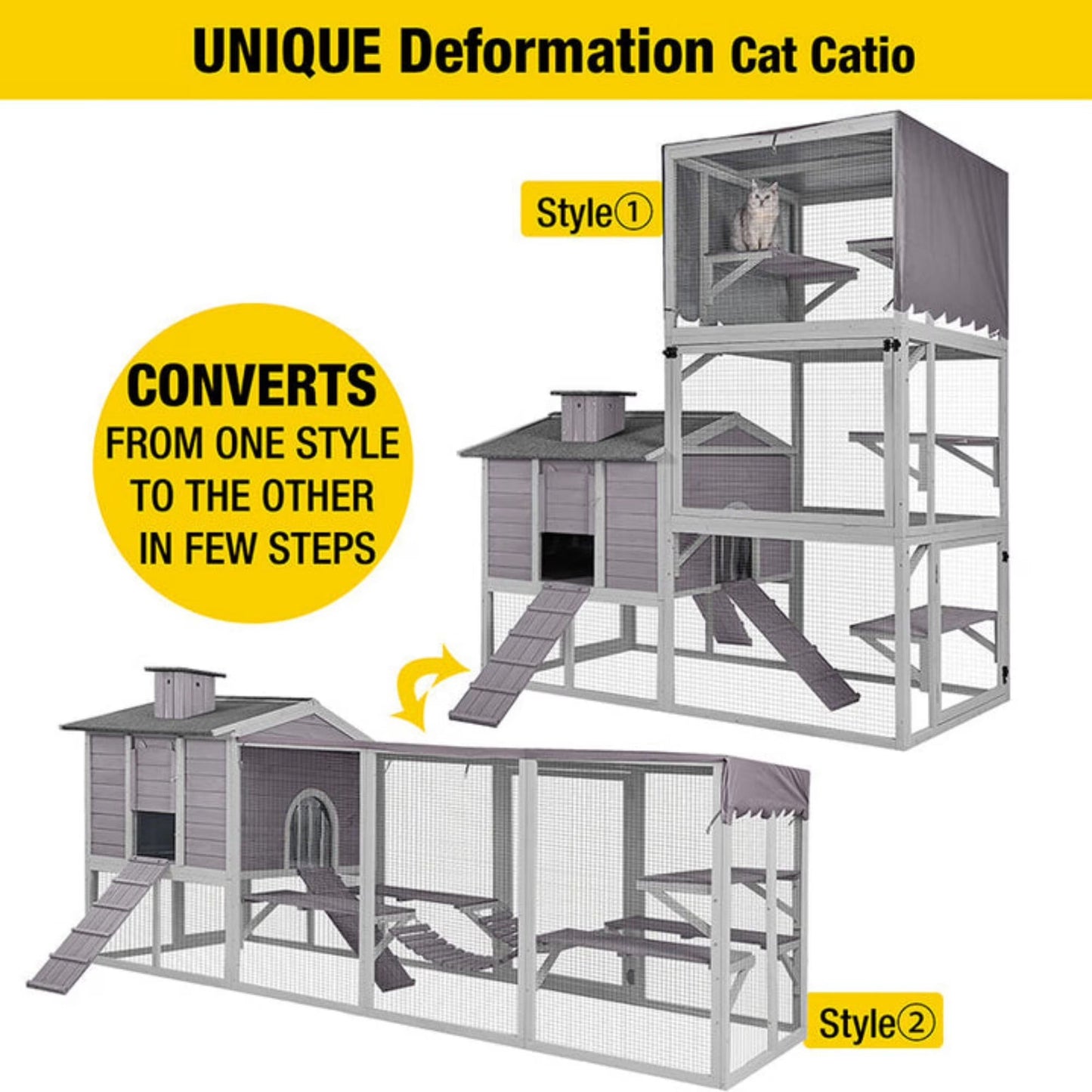 Flexible Wooden Cat Run with Vertical or Landscape  Steelmates