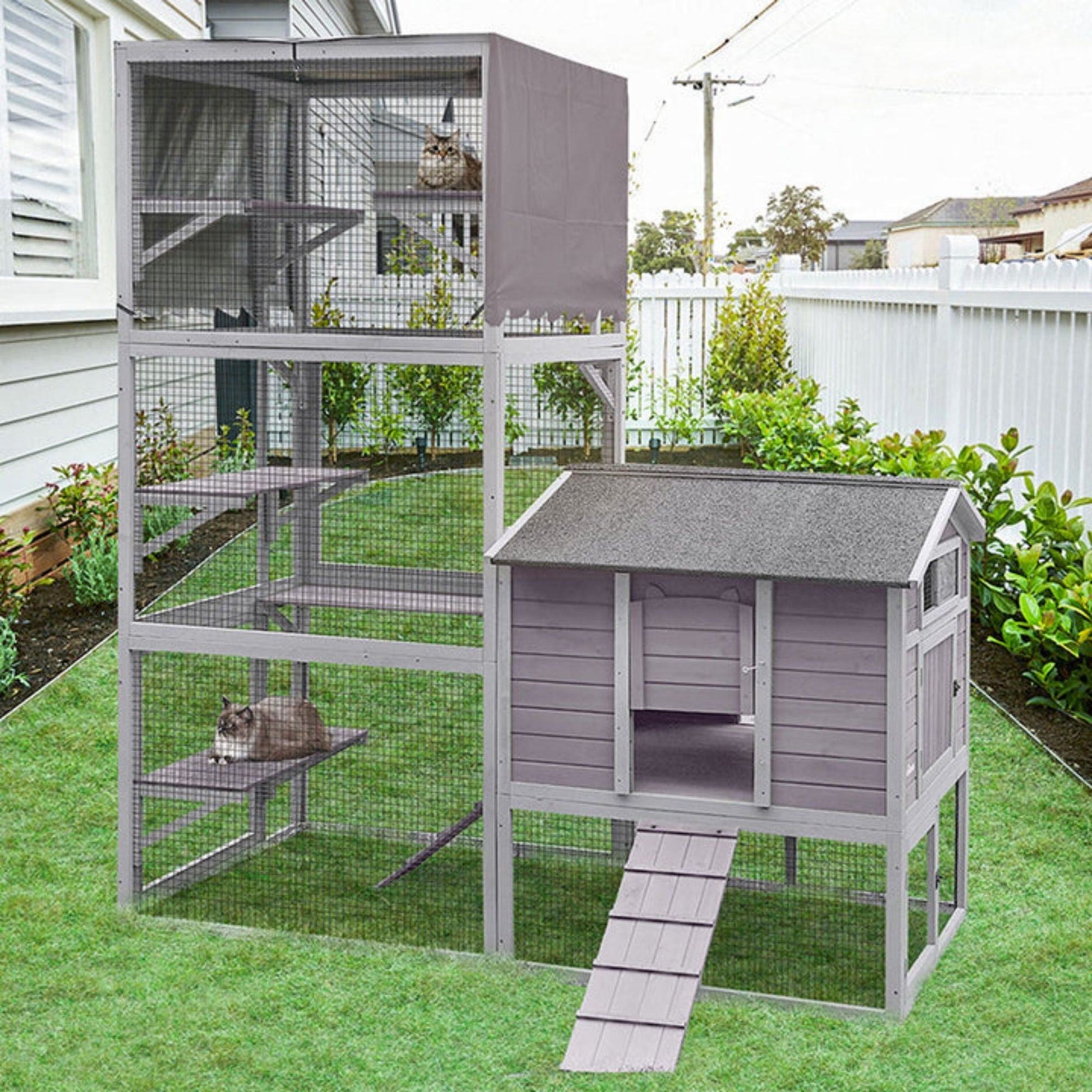 Flexible Wooden Cat Run with Vertical or Landscape  Steelmates
