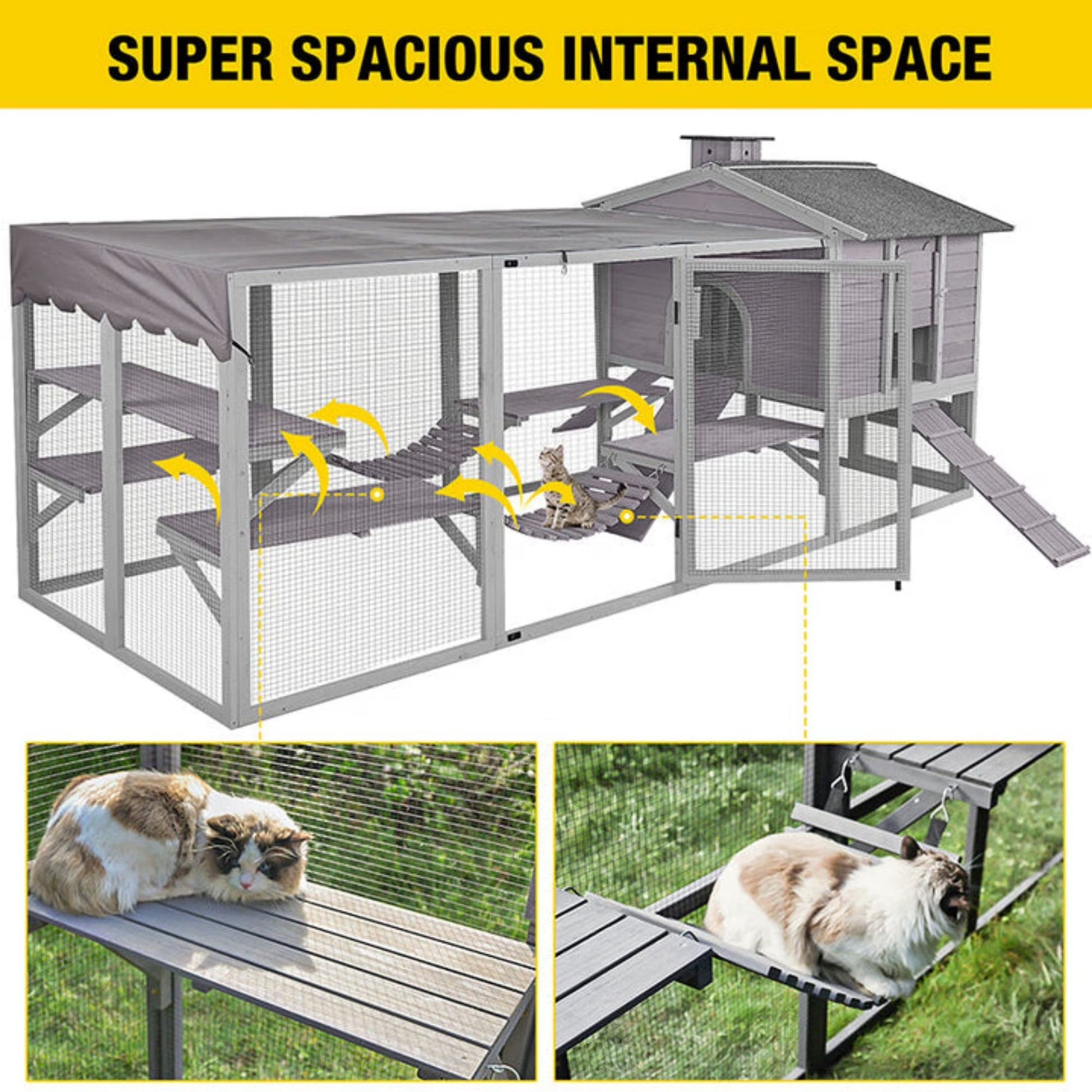 Flexible Wooden Cat Run with Vertical or Landscape  Steelmates