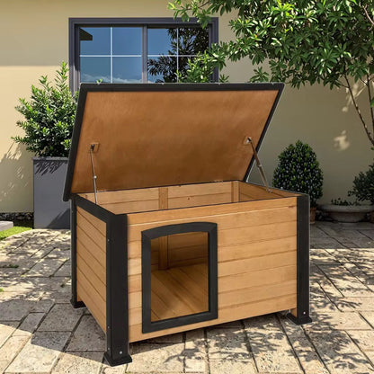 Outdoor Wooden Dog House with Opening Roof  Steelmates