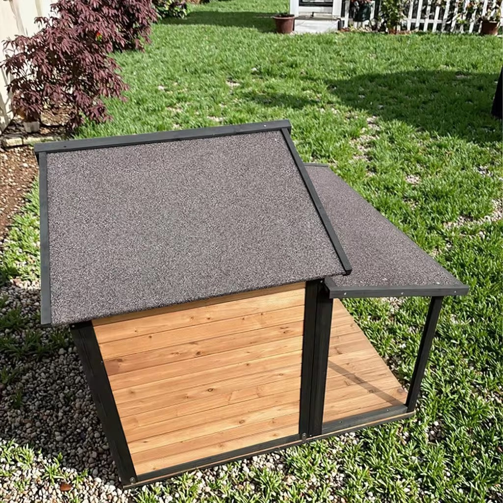 Outdoor Wooden Dog House with Gable Roof 1200x1230x1050mm  Steelmates