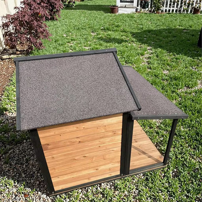 Outdoor Wooden Dog House with Gable Roof 1200x1230x1050mm  Steelmates