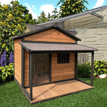 Outdoor Wooden Dog House with Gable Roof 1200x1230x1050mm  Steelmates