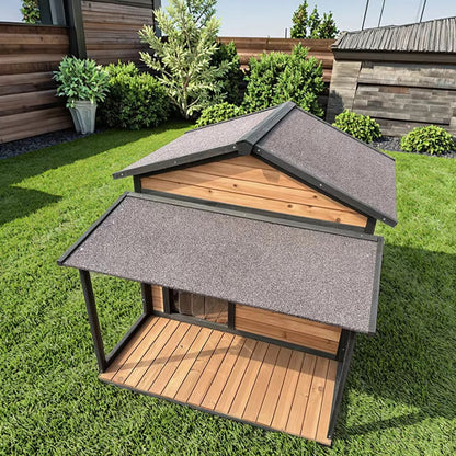 Outdoor Wooden Dog House with Gable Roof 1200x1230x1050mm  Steelmates