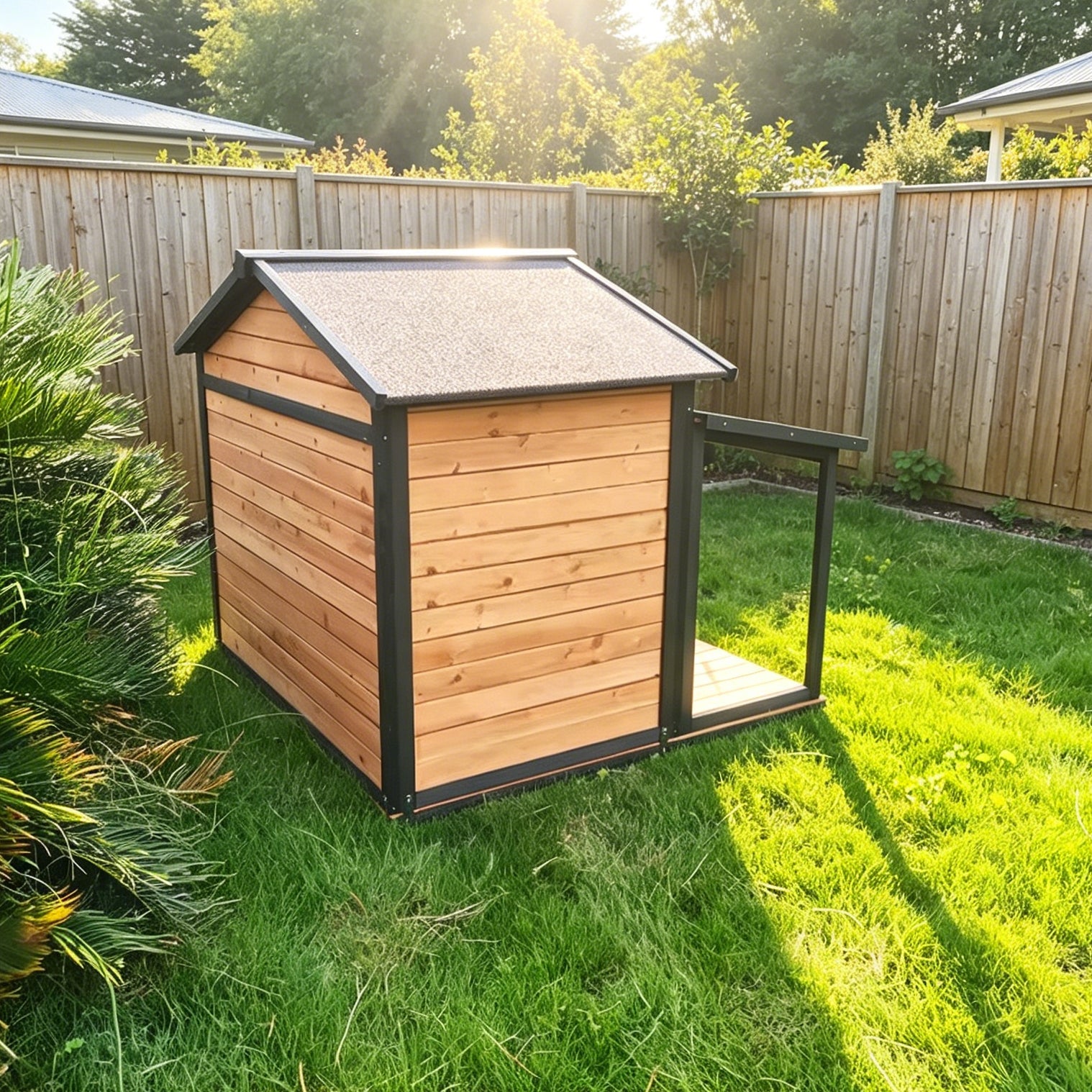 Outdoor Wooden Dog House with Gable Roof 1200x1230x1050mm  Steelmates