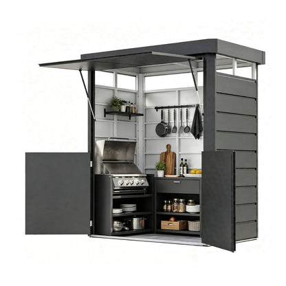 Garden Shed with Front Awning 228 x 143 x 230cm  Steelmates