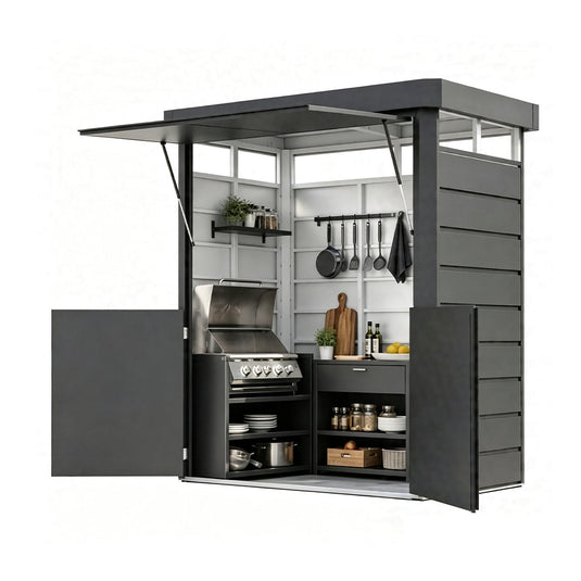 Garden Shed with Front Awning 228 x 143 x 230cm Small Garden Sheds Steelmates