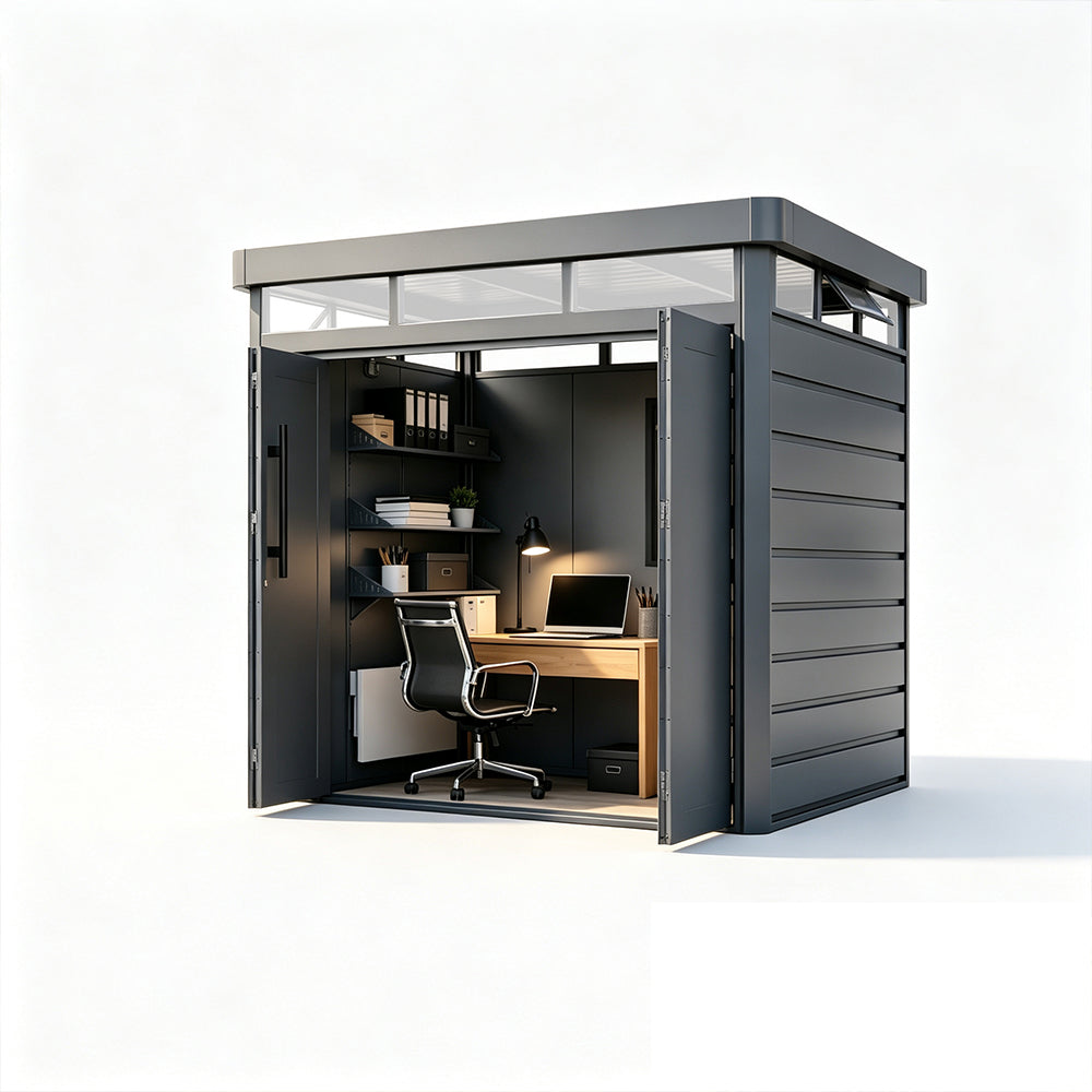 Galvanized Steel Garden Shed with Wide Folding Doors -230cm Height  Steelmates