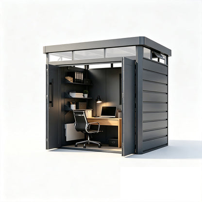Galvanized Steel Garden Shed with Wide Folding Doors -230cm Height  Steelmates