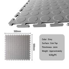 Heavy Duty Interlocking Floor Tiles,Coin Top,500×500×6mm-Grey