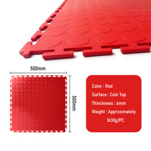 Heavy Duty Interlocking Floor Tiles,Coin Top,500×500×6mm-Red