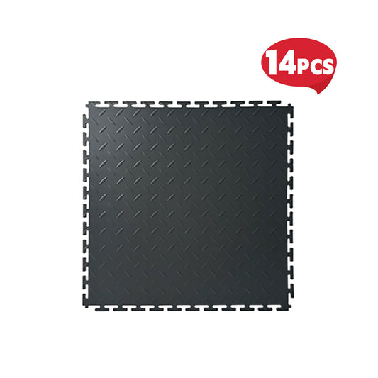 Heavy Duty Interlocking Floor Tiles,Tread Plate,500×500×6mm-Black  Steelmates