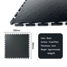 Heavy Duty Interlocking Floor Tiles,Tread Plate,500×500×6mm-Black
