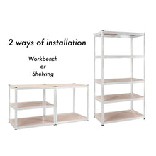 5 tier DIY Shelving H1800 x 900 x 400 With Corner Unit & 4 Storage Shelves White  Steelmates