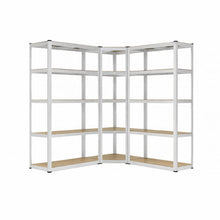 5 tier DIY Shelving H1800 x 900 x 400 With Corner Unit & 2 Storage Shelves White  Steelmates