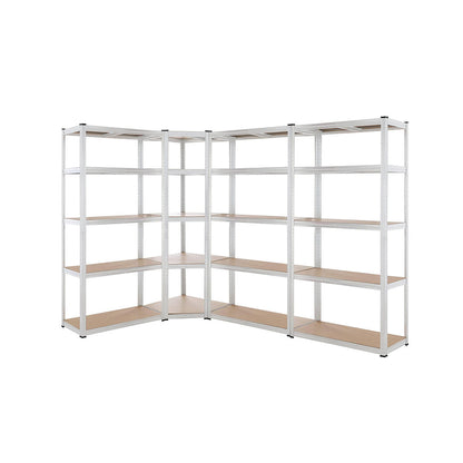 5 tier DIY Shelving H1800 x 900 x 400 With Corner Unit & 3 Storage Shelves White  Steelmates