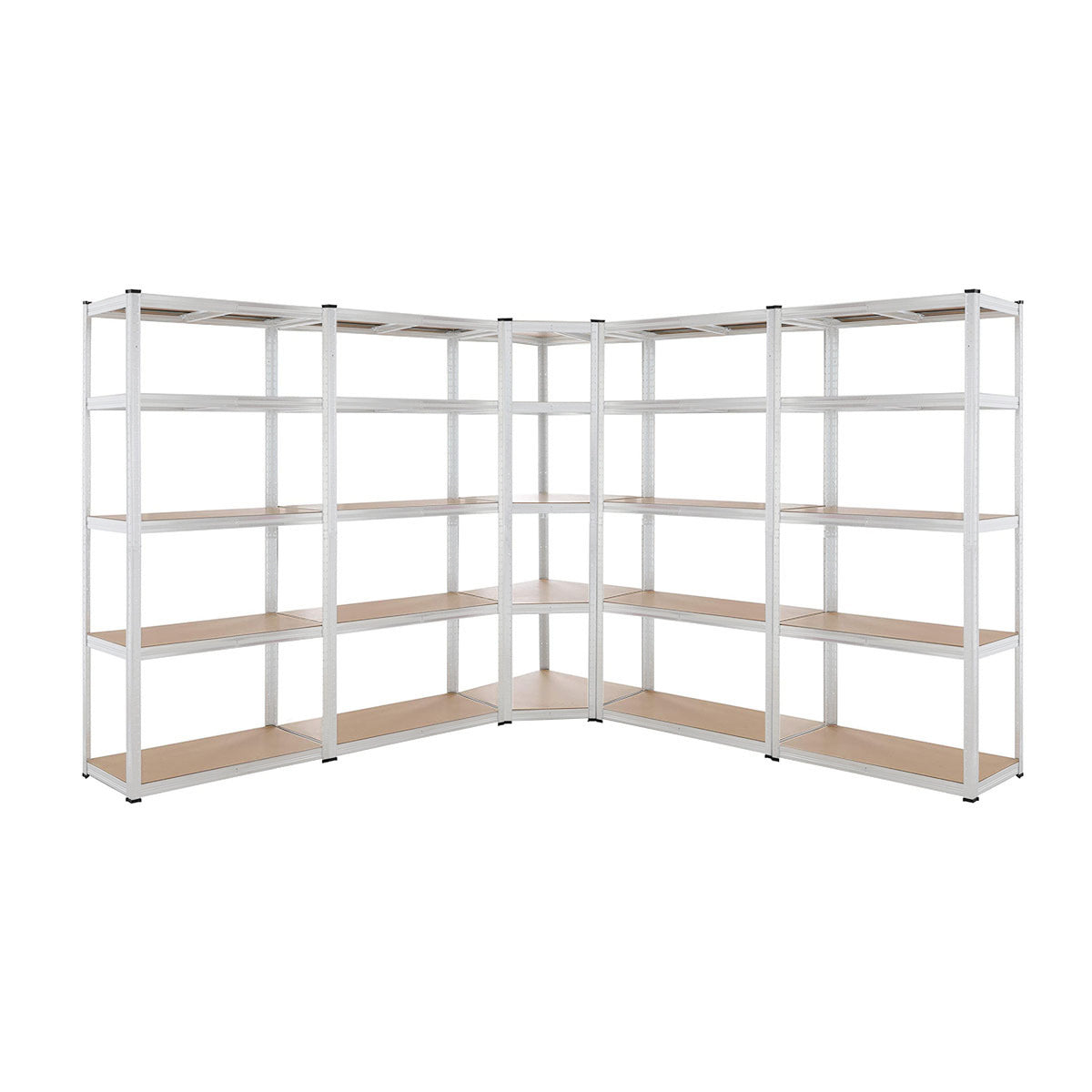 5 tier DIY Shelving H1800 x 900 x 400 With Corner Unit & 4 Storage Shelves White  Steelmates