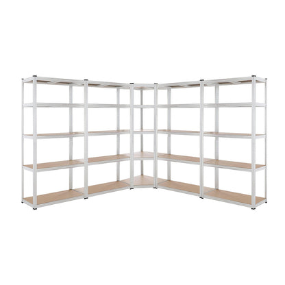 5 tier DIY Shelving H1800 x 900 x 400 With Corner Unit & 4 Storage Shelves White  Steelmates
