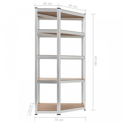 5 tier DIY Shelving H1800 x 900 x 400 With Corner Unit & 4 Storage Shelves White  Steelmates