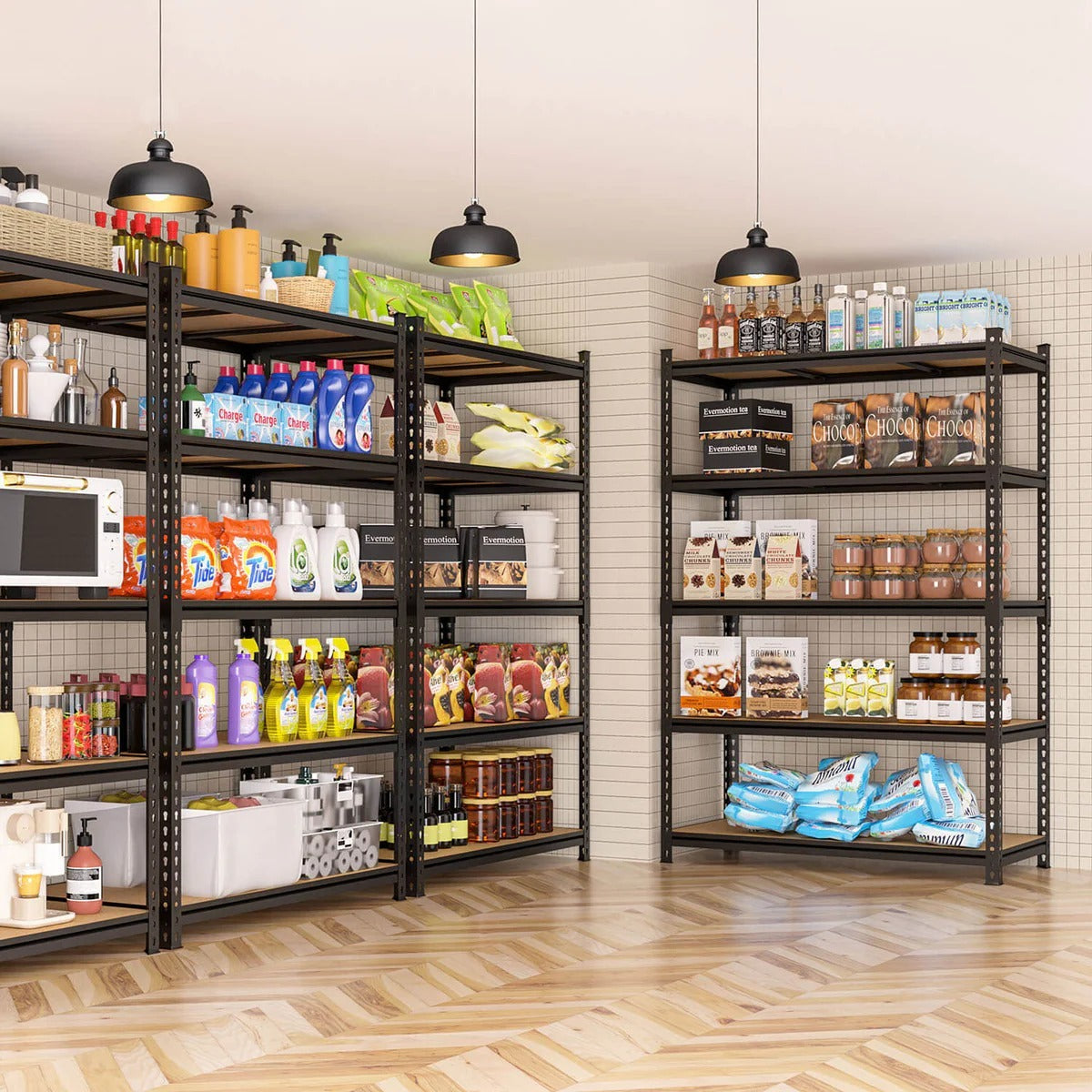 Boltless Shelving H1800x1200x450MM 5 Level MDF Shelves  Steelmates