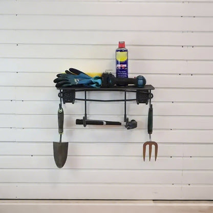 Slatwall Shelf with Two Bottom Hooks – Grey  Steelmates