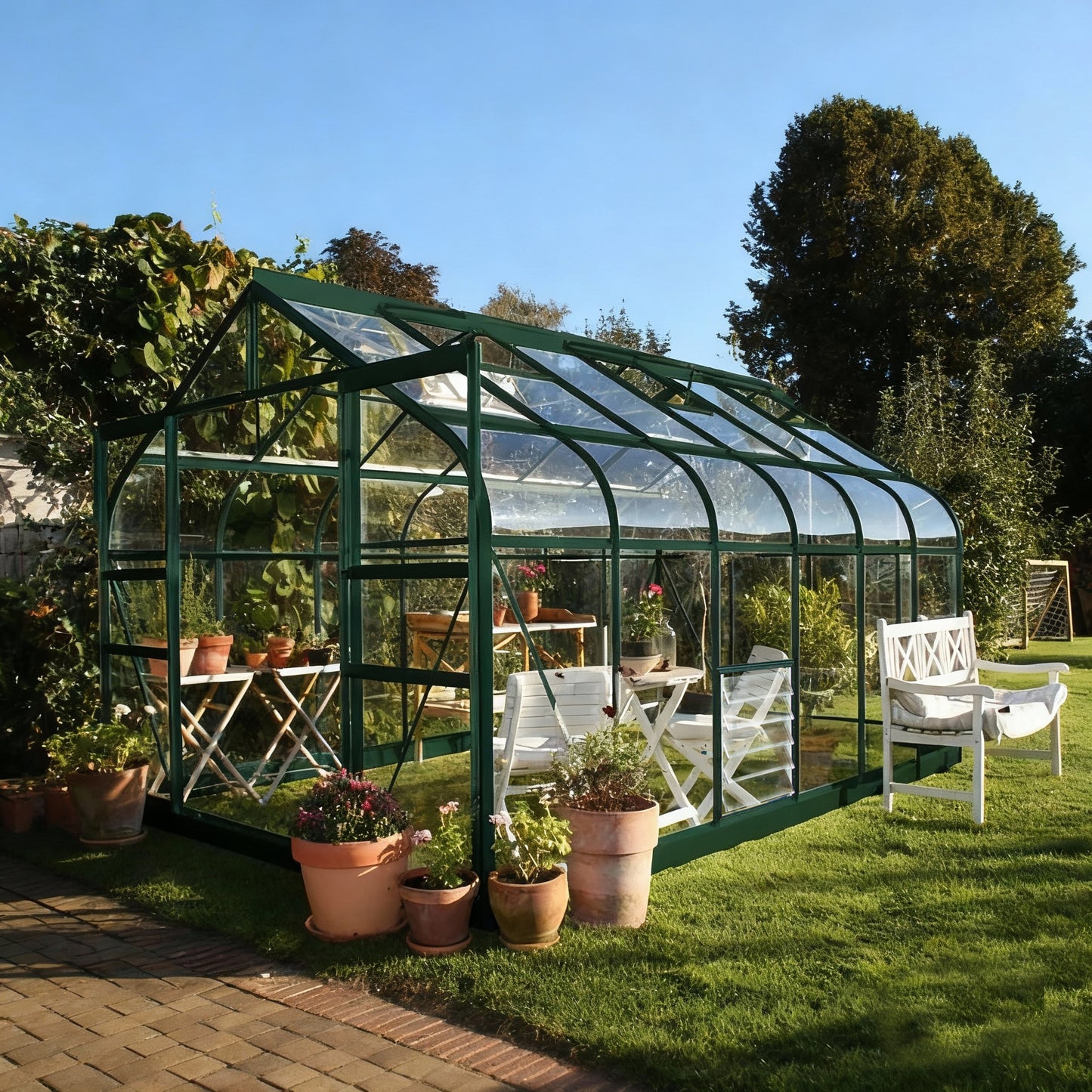 PC Curved Glasshouse 4mm toughened glass 2640 x 3830 x 2550mm