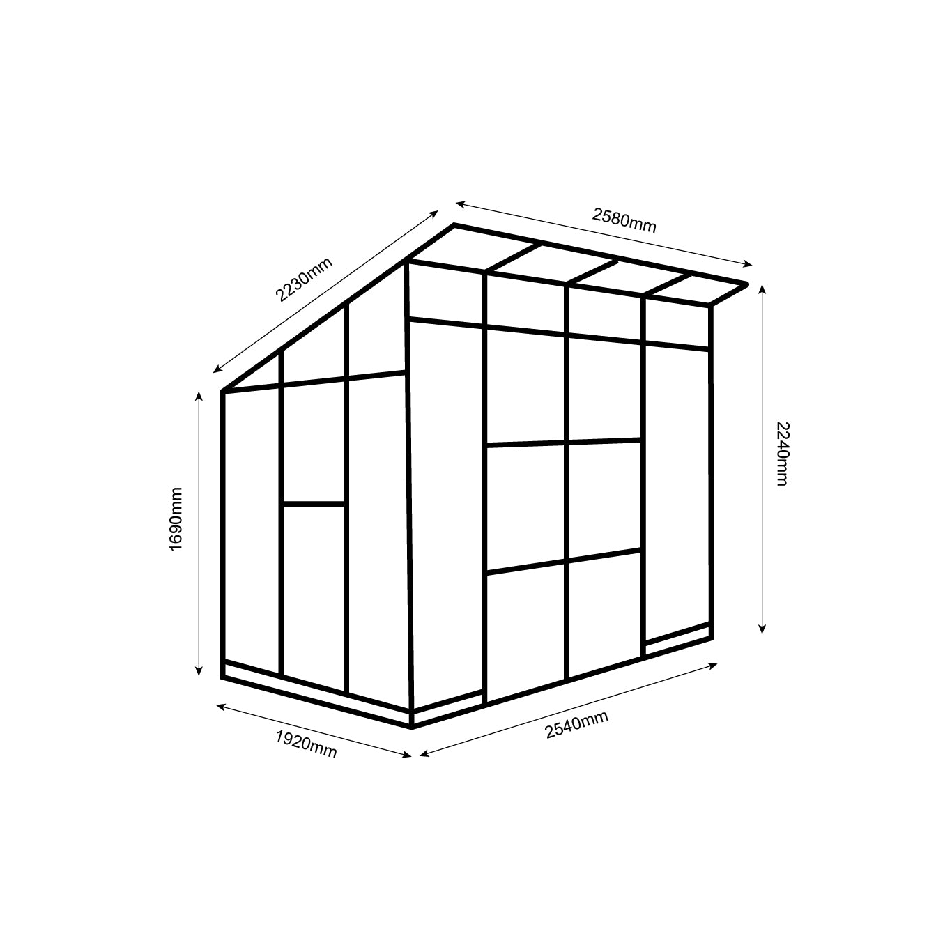 6MM Polycarbonate Greenhouse with Flat Roof -254x192cm