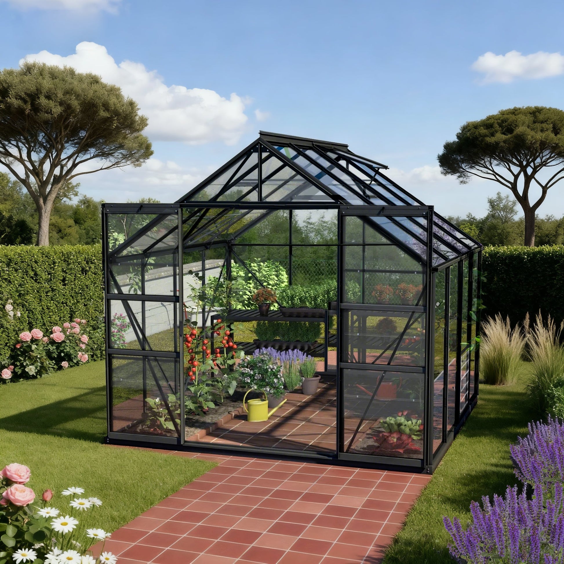 Glasshouse 4mm toughened glass 2570 x 2580 x 2320mm  Steelmates