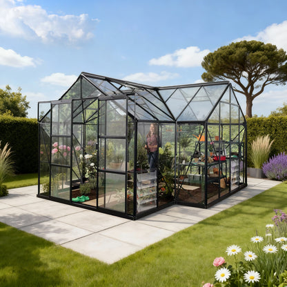 T-Shaped Glasshouse/Garden Pavilion 4mm toughened glass 3830 x 3830 x 2540 mm