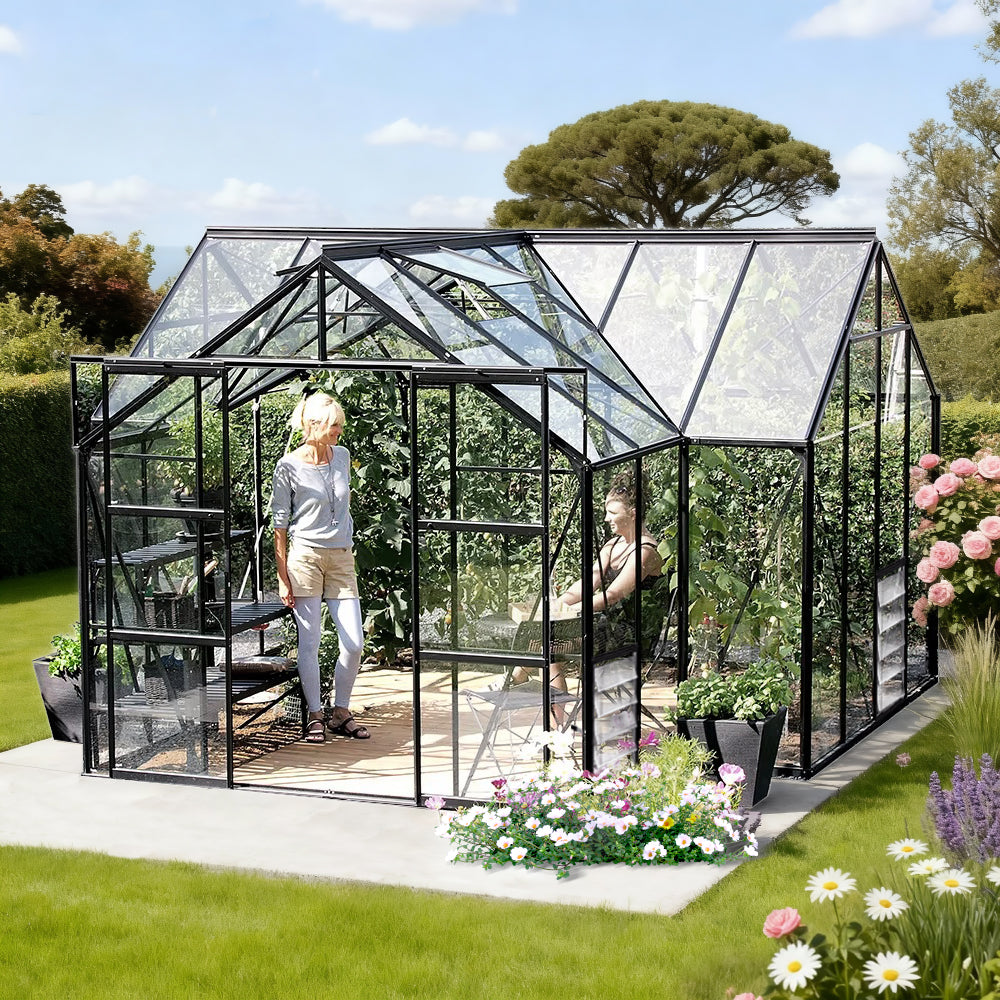 T-Shaped Glasshouse/Garden Pavilion 4mm toughened glass 3830 x 3830 x 2540 mm