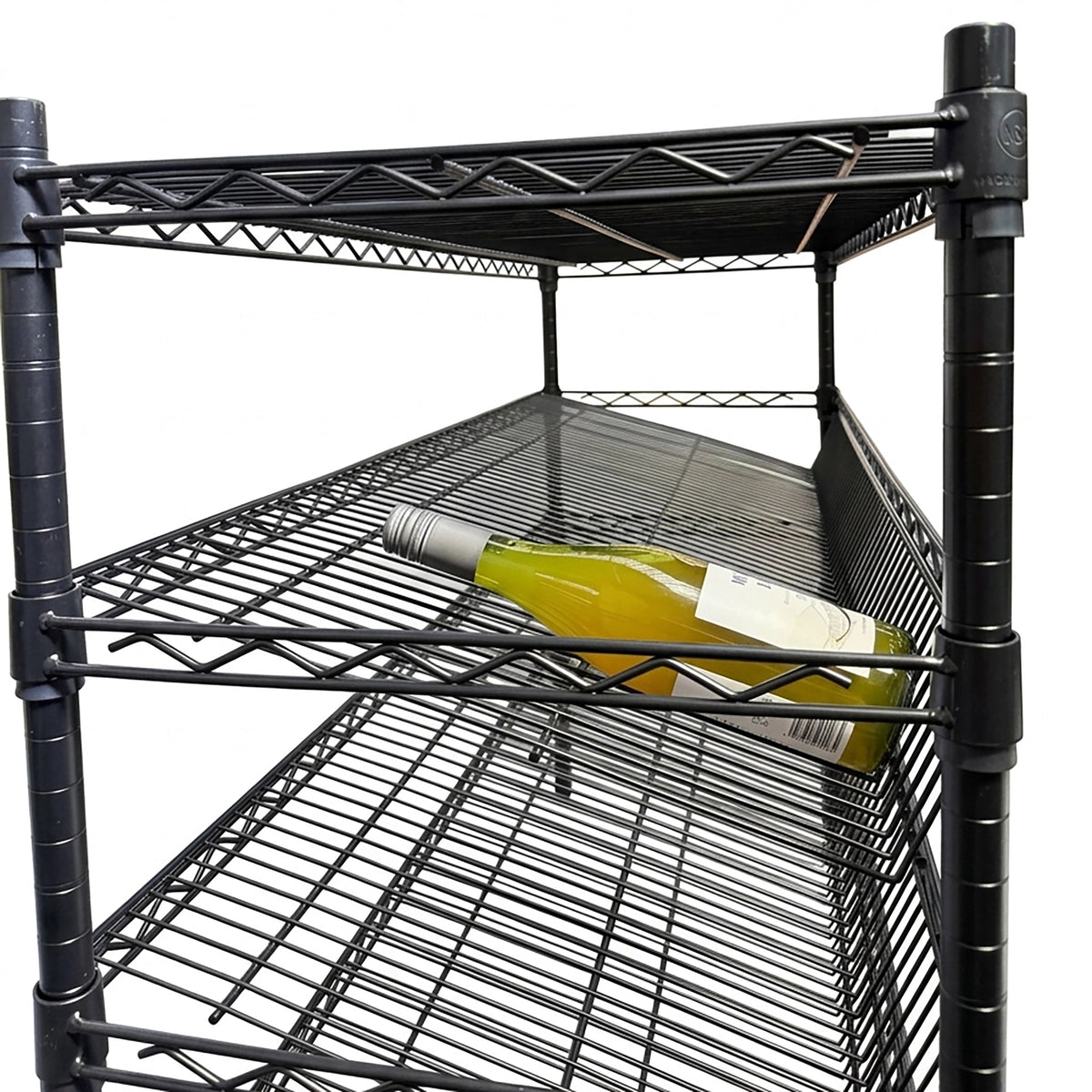 Epoxy 3 Tier Slanted Wine Rack with Flat Top Shelf 1200x450xH900 Black  Steelmates