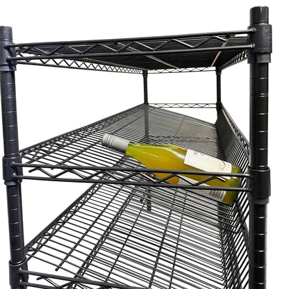 Epoxy 3 Tier Slanted Wine Rack with Flat Top Shelf 1200x450xH900 Black  Steelmates