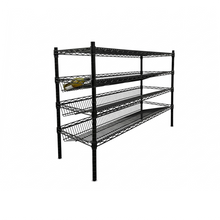 Epoxy 3 Tier Slanted Wine Rack with Flat Top Shelf 1200x450xH900 Black  Steelmates