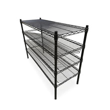 Epoxy 3 Tier Slanted Wine Rack with Flat Top Shelf 1200x450xH900 Black  Steelmates