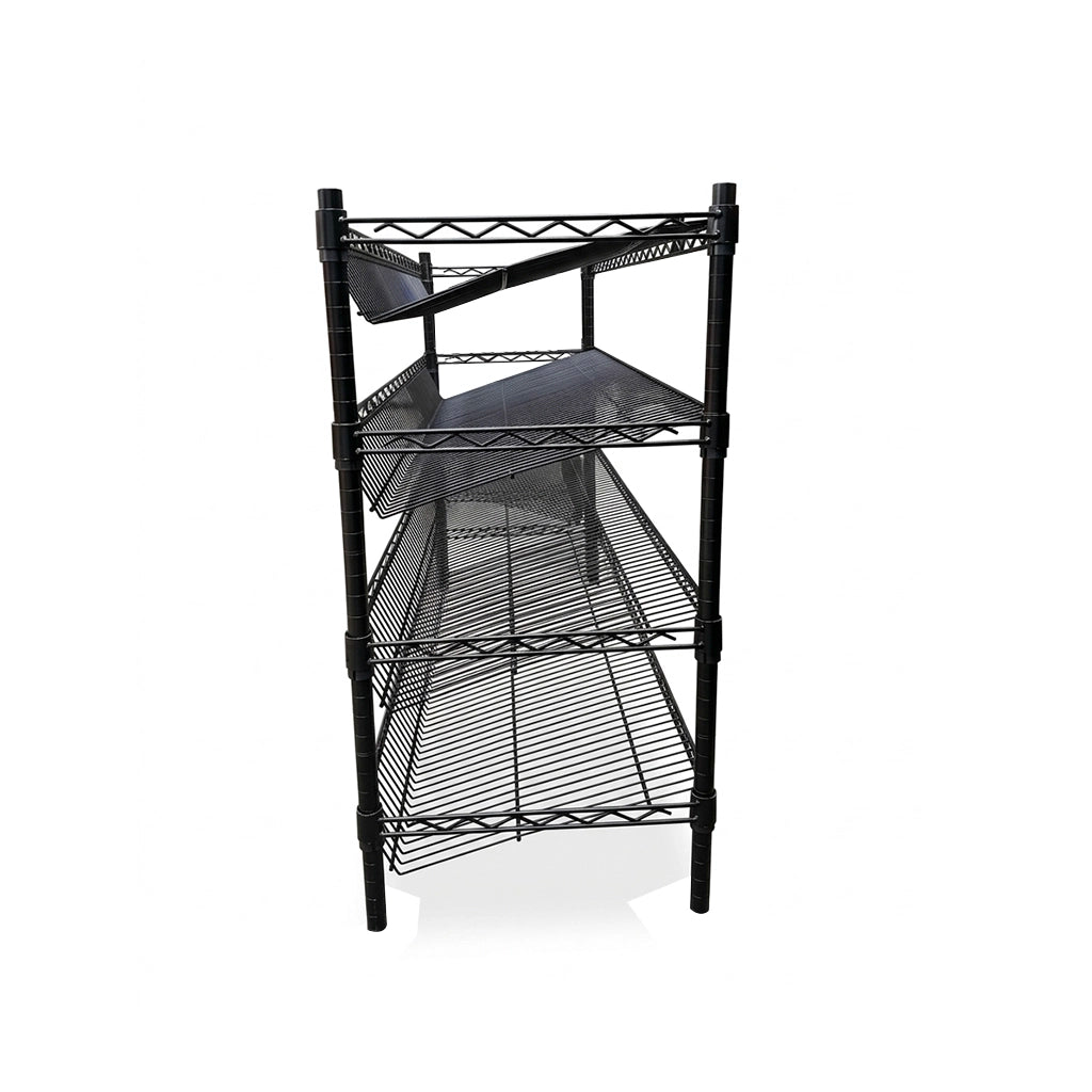 Epoxy 3 Tier Slanted Wine Rack with Flat Top Shelf 1200x450xH900 Black  Steelmates